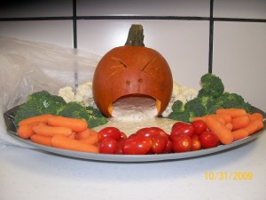 Best Veggie Platter - Vomiting Pumpkin Dip tray