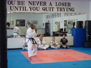 2nd Degree Black Belt Mr. Vialdores performing his form during tournament
