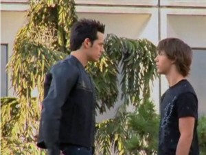 Len (Matt Mullins) and Kit (Stephen Lunsford) discuss training