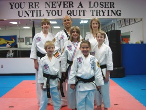 Mr. Church with the New Black Belts from October 2009 testing