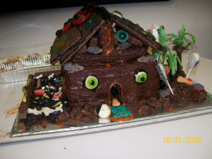 Scariest Dish Winner - 100% edible haunted brownie house and grounds.